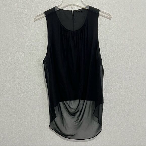 “Beautiful People LA” 100% Silk Navy Blue Sheer Sleeveless Draping Neck Top S - Picture 7 of 14